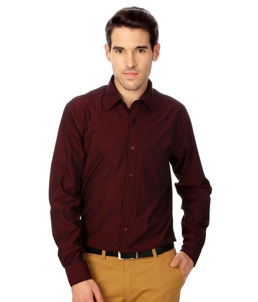 City Textiles Maroon Cotton Blend Full Sleeve Formal Wear ...