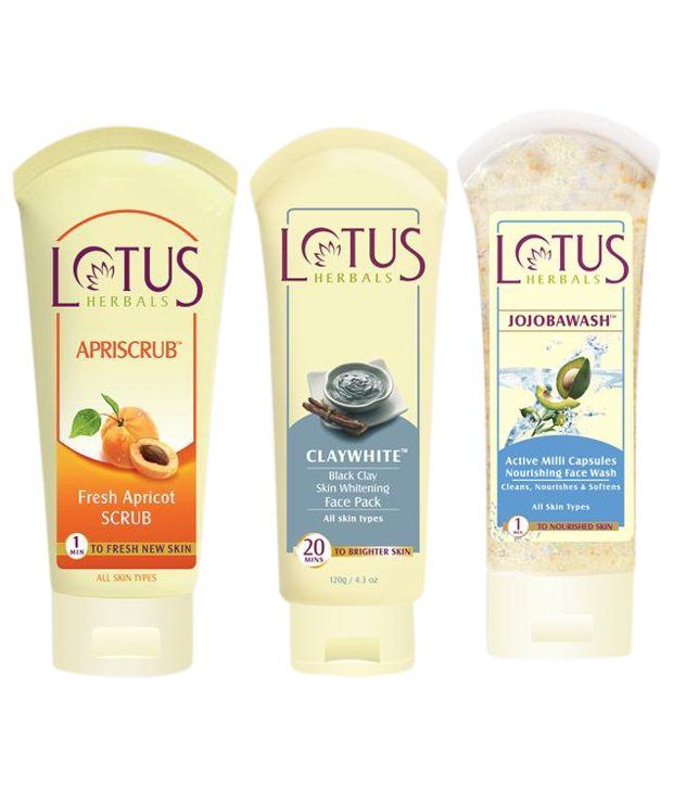 Lotus Herbals Combo Of Apricot Scrub 100g Black Clay Face Pack 60g