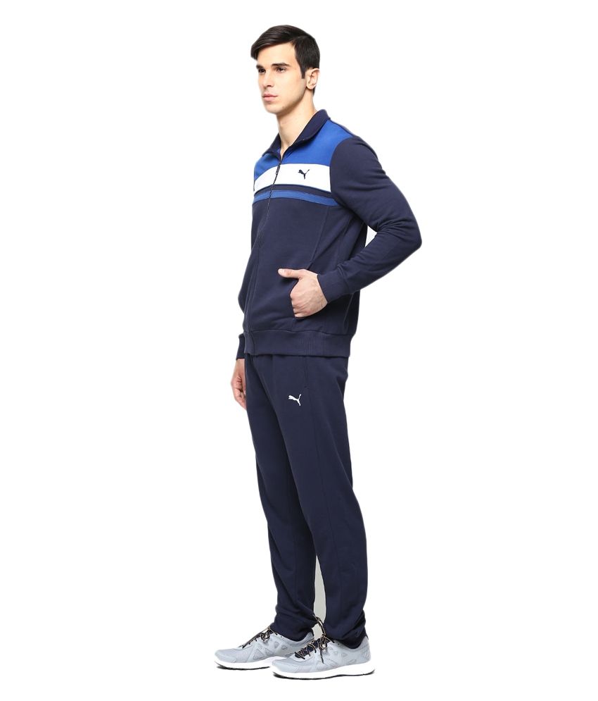 puma navy tracksuit bottoms