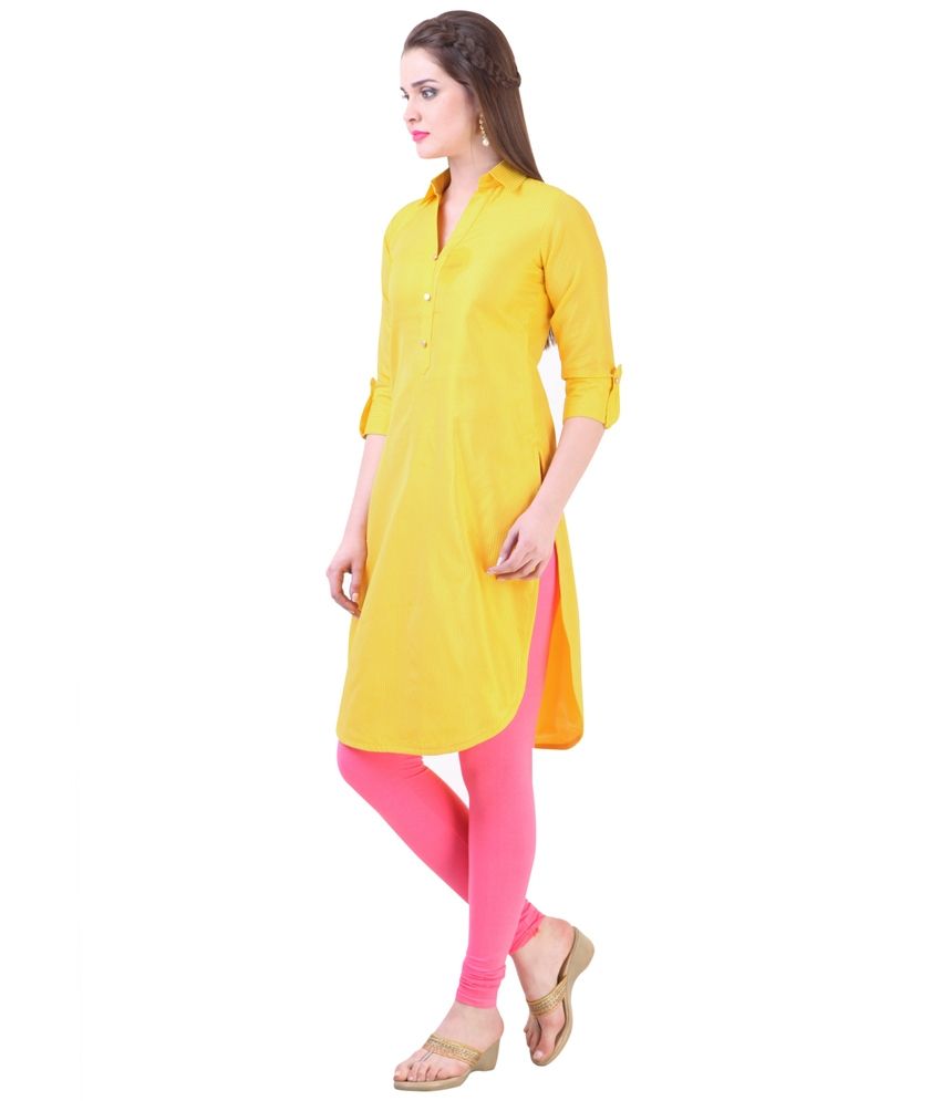 Libas Yellow Silk Long Kurta Buy Libas Yellow Silk Long Kurta Online