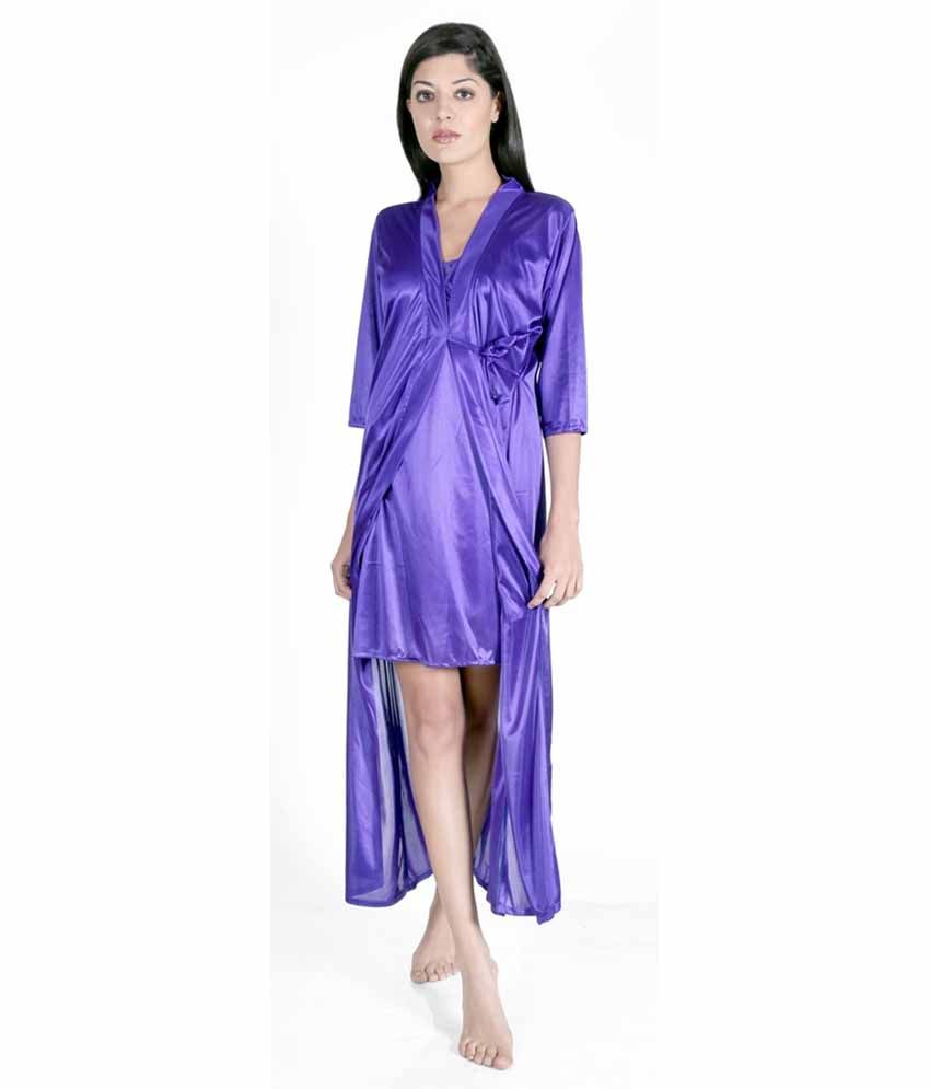 Buy Claura Blue Satin Nighty Pack of 2 Online at Best Prices in India - Snapdeal