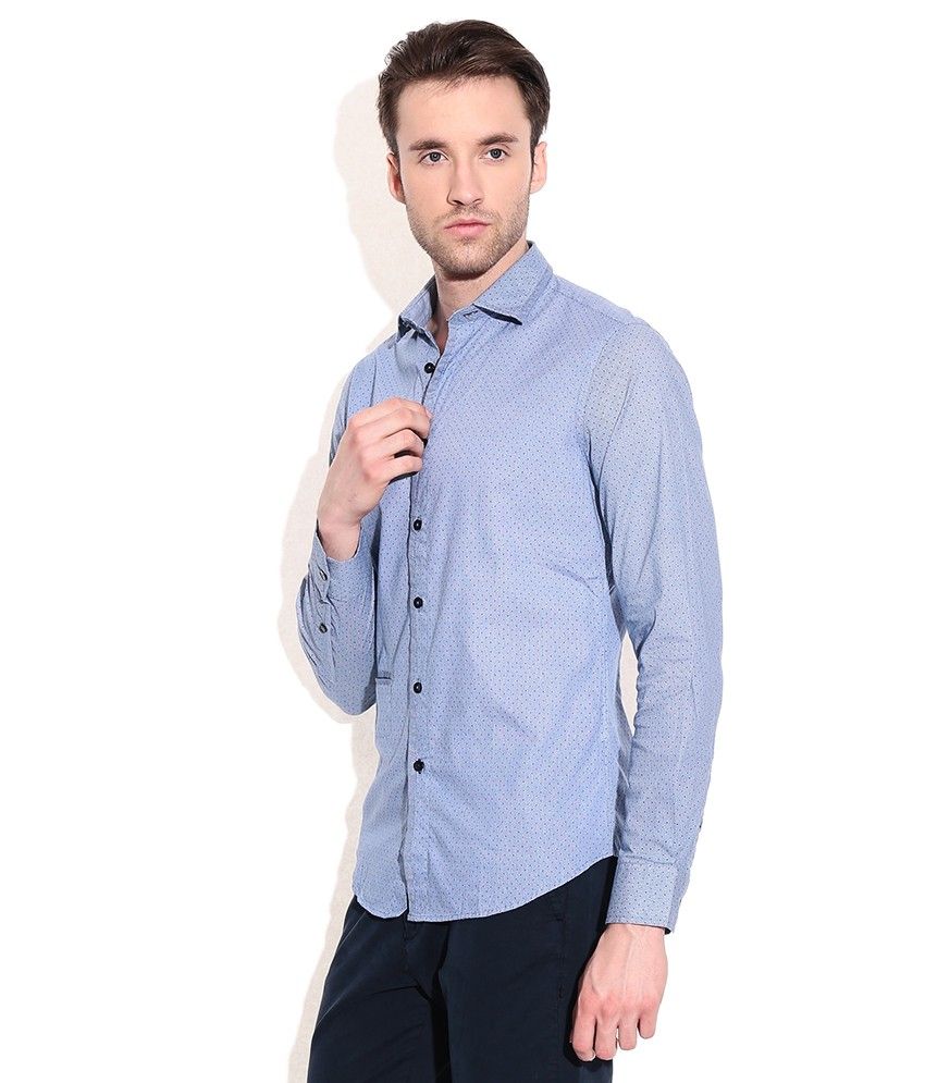 Gas Blue Slim Fit Casual Shirt - Buy Gas Blue Slim Fit Casual Shirt ...