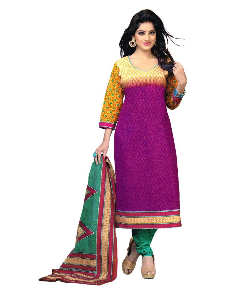 Salwar Studio Multi Color Cotton Unstitched Dress Material - Buy Salwar ...