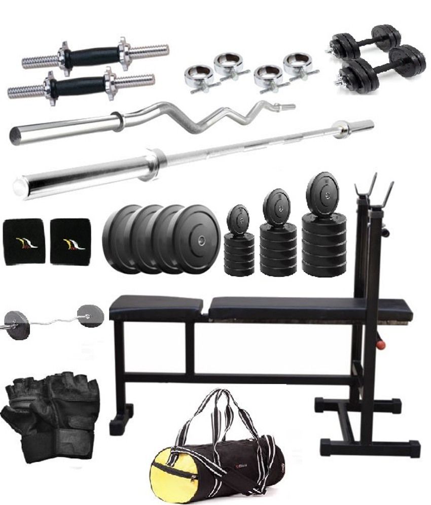 Total Gym 40 Kg Home Gym Set With 2 Dumbbell Rods, 2 Curl Rods, 3 In 1