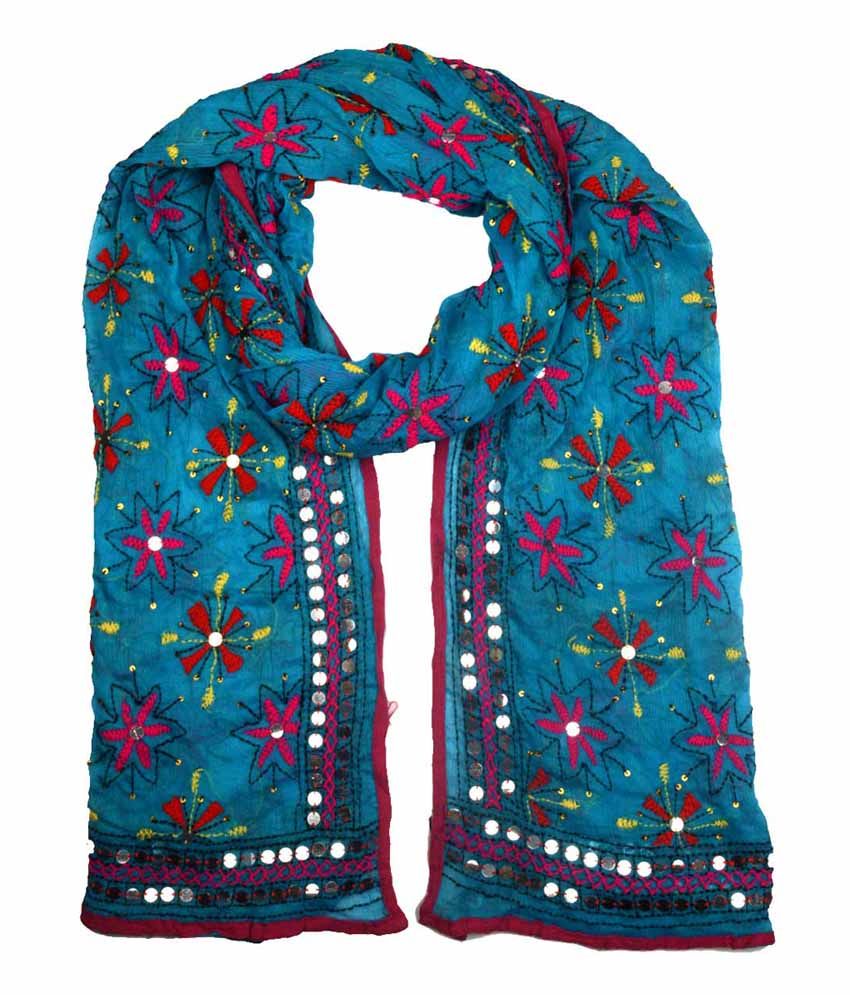 Shopatplaces Deep Sky Blue Phulkari Dupatta Price in India - Buy ...