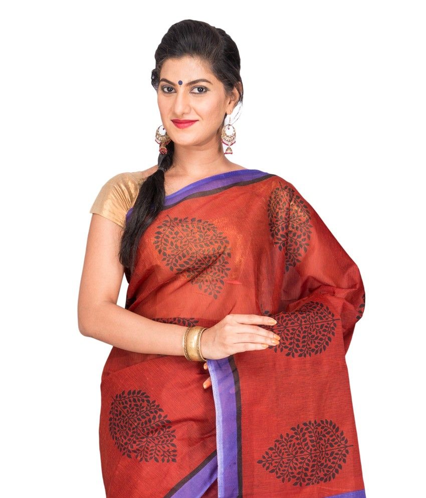 Korni Red Cotton Saree - Buy Korni Red Cotton Saree Online at Low Price - Snapdeal.com