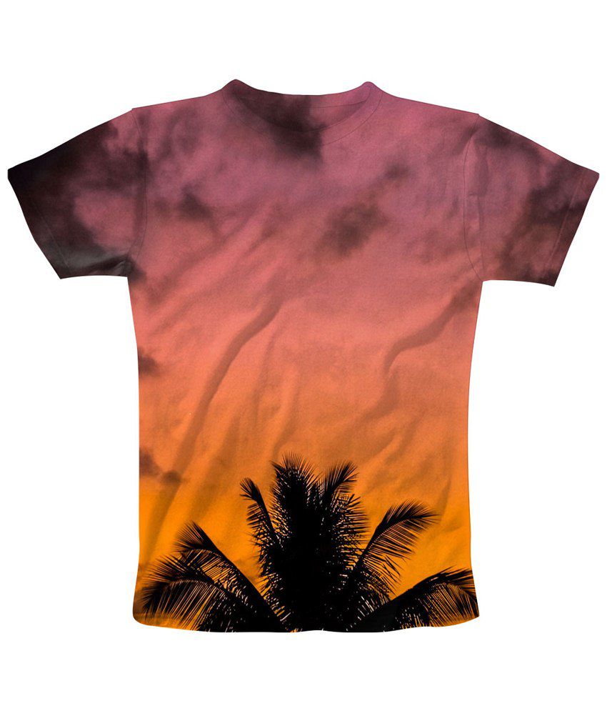 Freecultr Express Orange & Purple Sky Fall Graphic Half Sleeves T Shirt ...