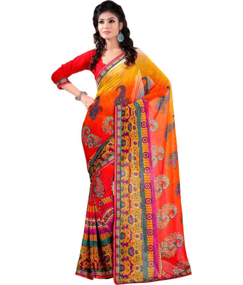 Shree Ganesh Multicoloured Georgette Saree - Buy Shree Ganesh ...