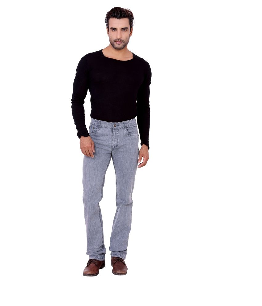 Awack Gray Cotton Straight Fit Jeans 