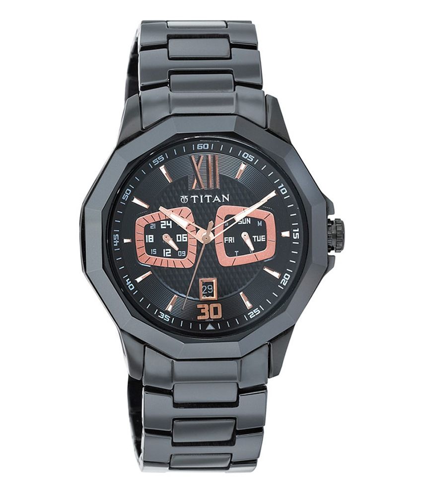 Titan Black and Black Metal Party Watch 90012ND01J - Buy Titan Black