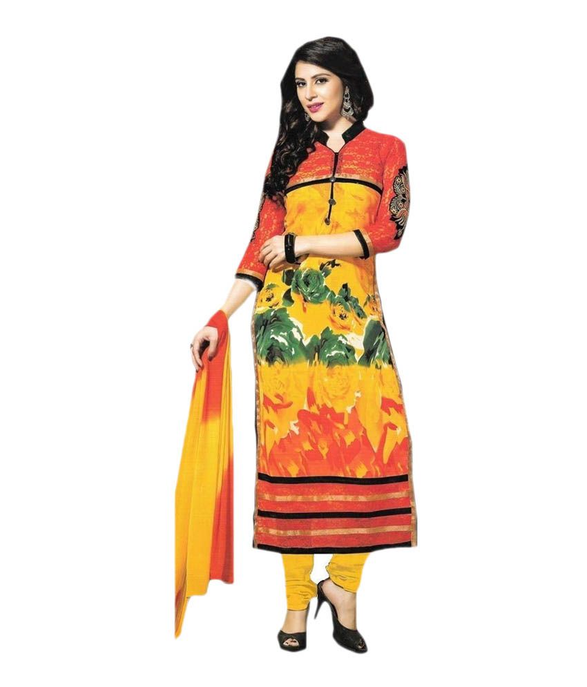 Anmol Multicolour Faux Georgette Hand Embroiderd Digital Printed Semi ...