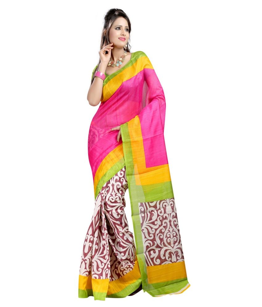 Fashion Hub Multi Color Bhagalpuri Silk Saree Buy Fashion Hub Multi