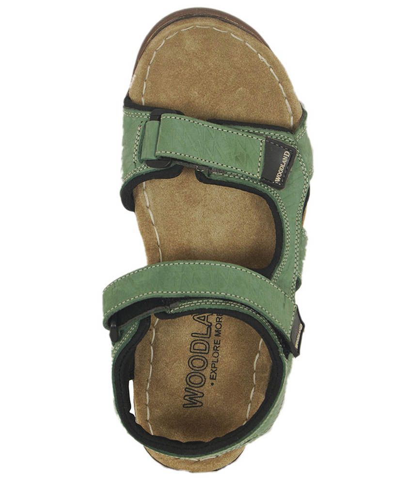 Woodland Sea Green Leather Sandals - Buy Woodland Sea Green Leather Sandals Online at Best 