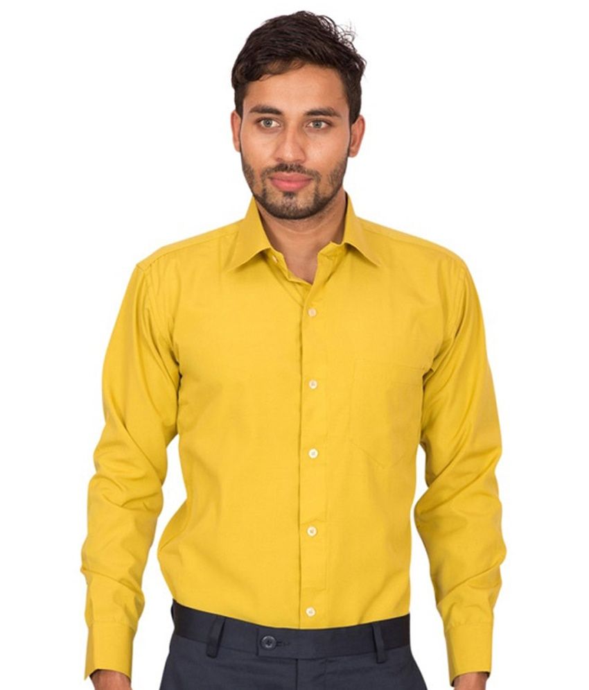 Louis Lawrence Yellow Cotton Blend Solids Formal Men's shirt - Buy ...