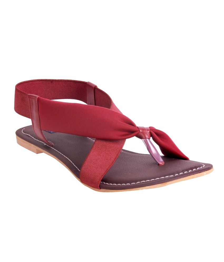 maroon flat sandals