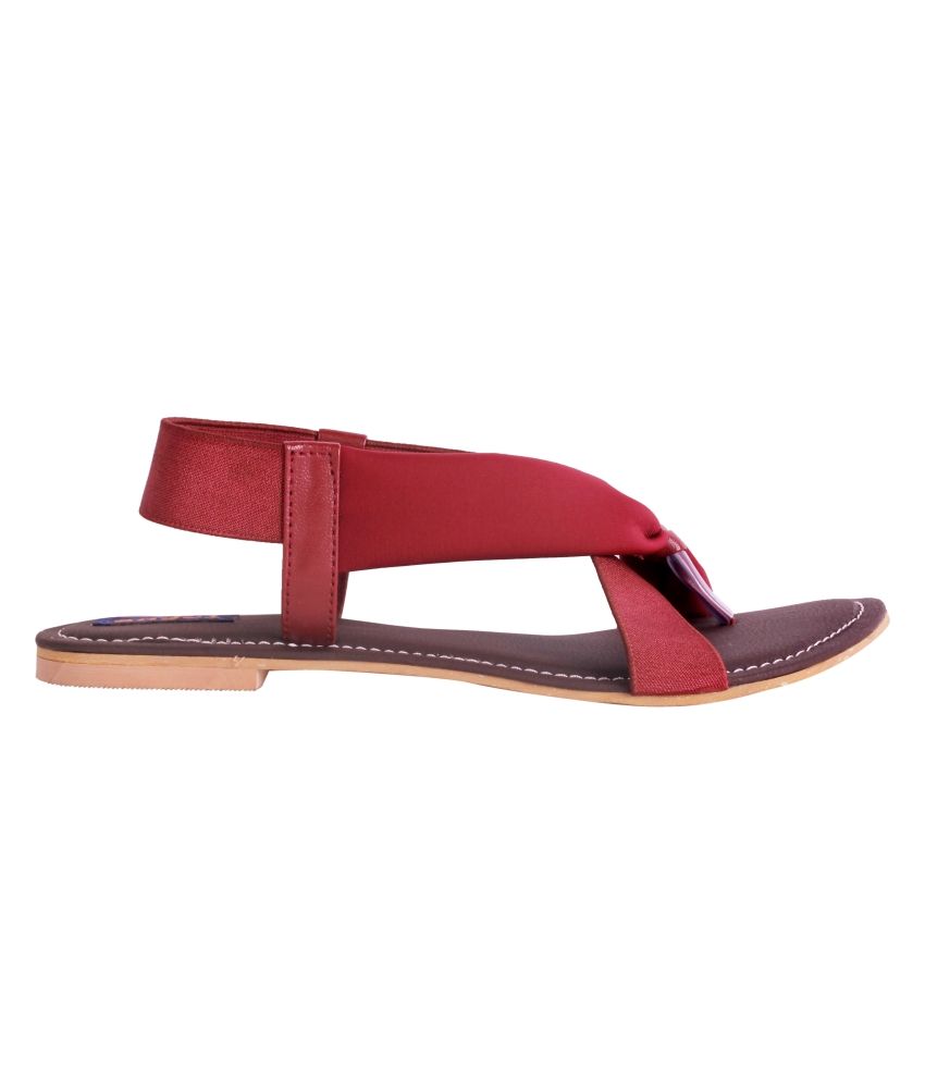 maroon sandals flat