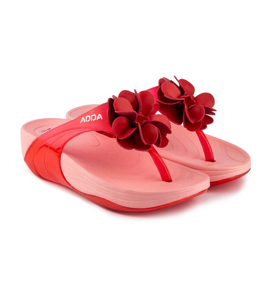 Adda Red Synthetic Slippers Price in 