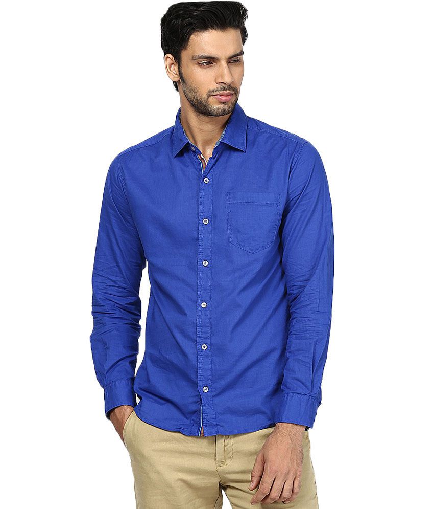 Hunter Blue Cotton Casual Shirt - Buy Hunter Blue Cotton Casual Shirt ...