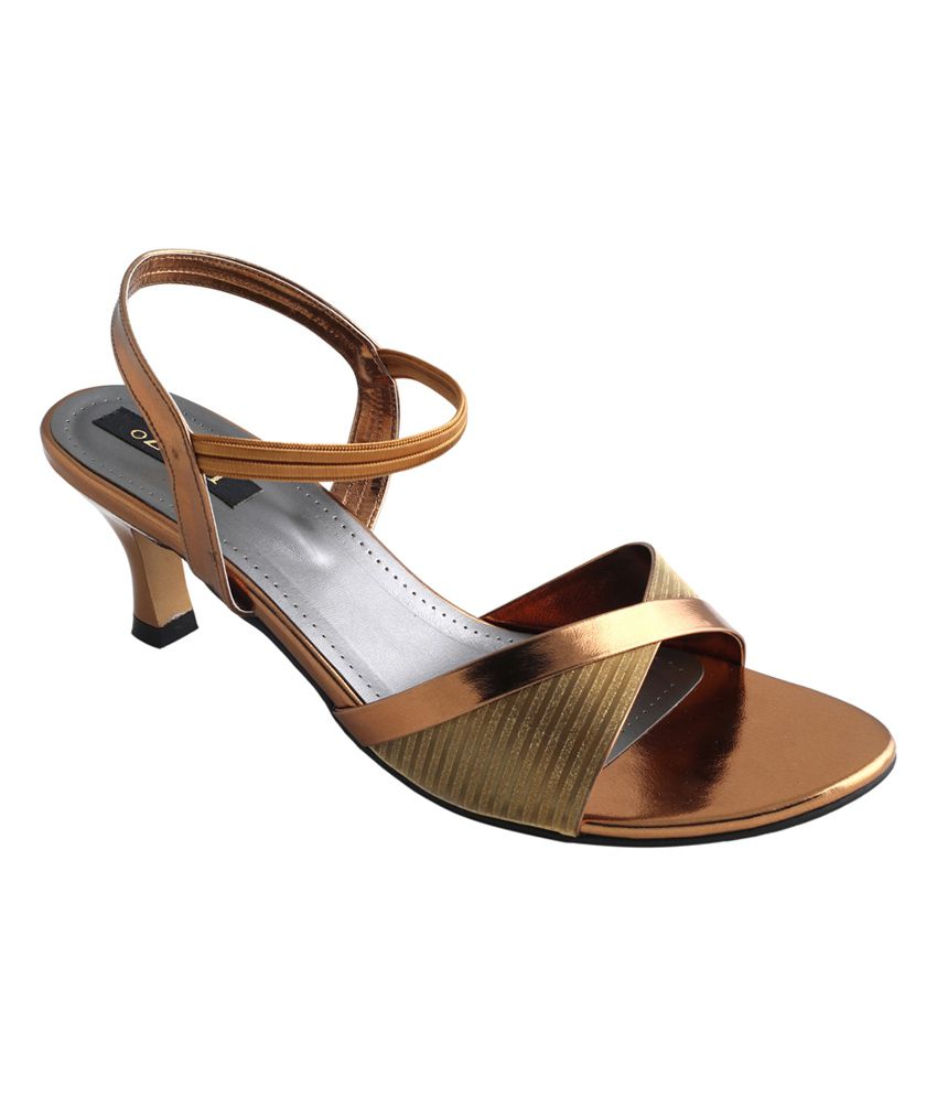 Ozuri Goldenrod Medium Heel Open Toe Party Wear Sandals Price in India ...