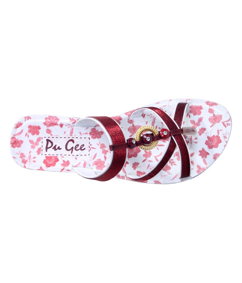 maroon flat sandals