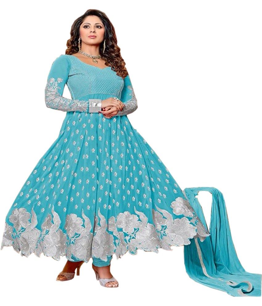 sky blue colour anarkali dress