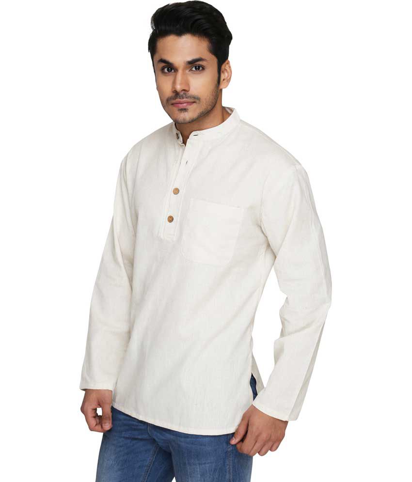 Ecostyle Beige Cotton Full Sleeves Daily Short Men Kurta - Buy Ecostyle ...