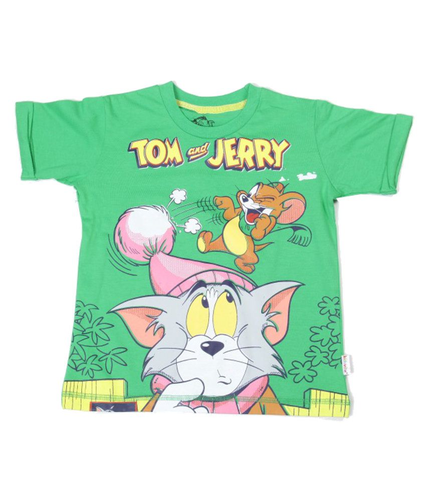Tom & Jerry Green Cotton T-Shirt - Buy Tom & Jerry Green Cotton T-Shirt ...