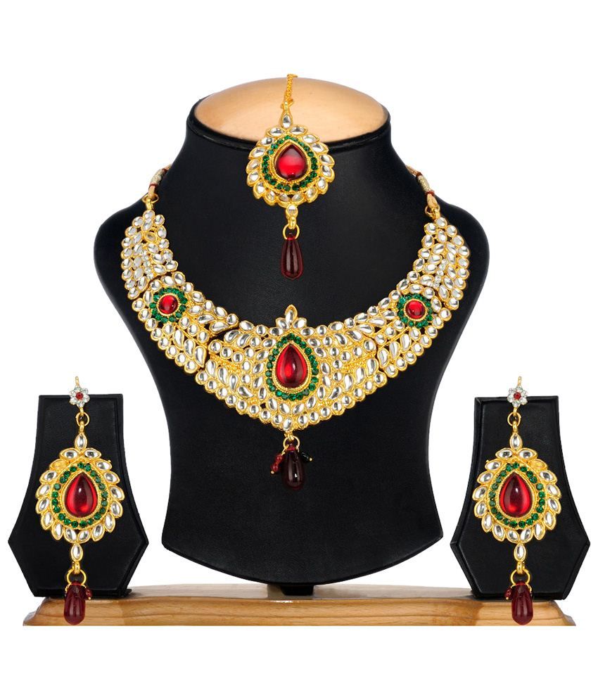 Ethnic Jewels Pleasing Multicolour Necklace Set With Maang Tika Buy Ethnic Jewels Pleasing 8354