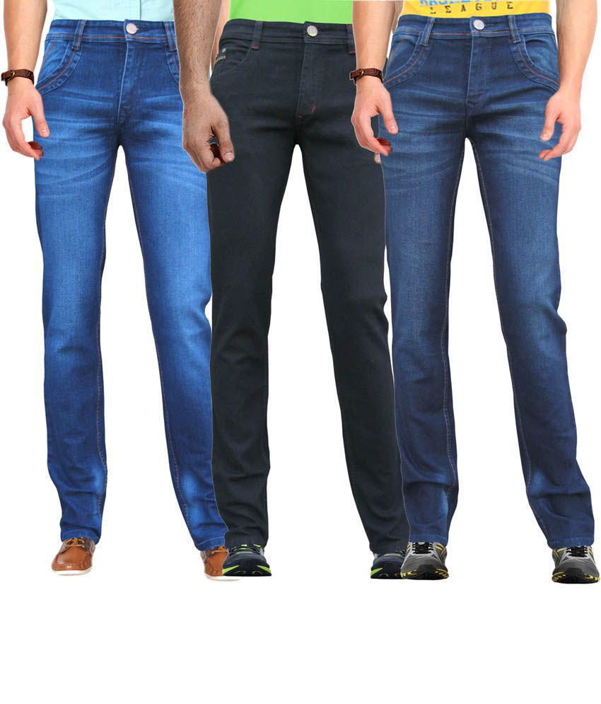 WP Combo of 3 Multicolour Stretchable Slim Fit Jeans For Men - Buy WP ...