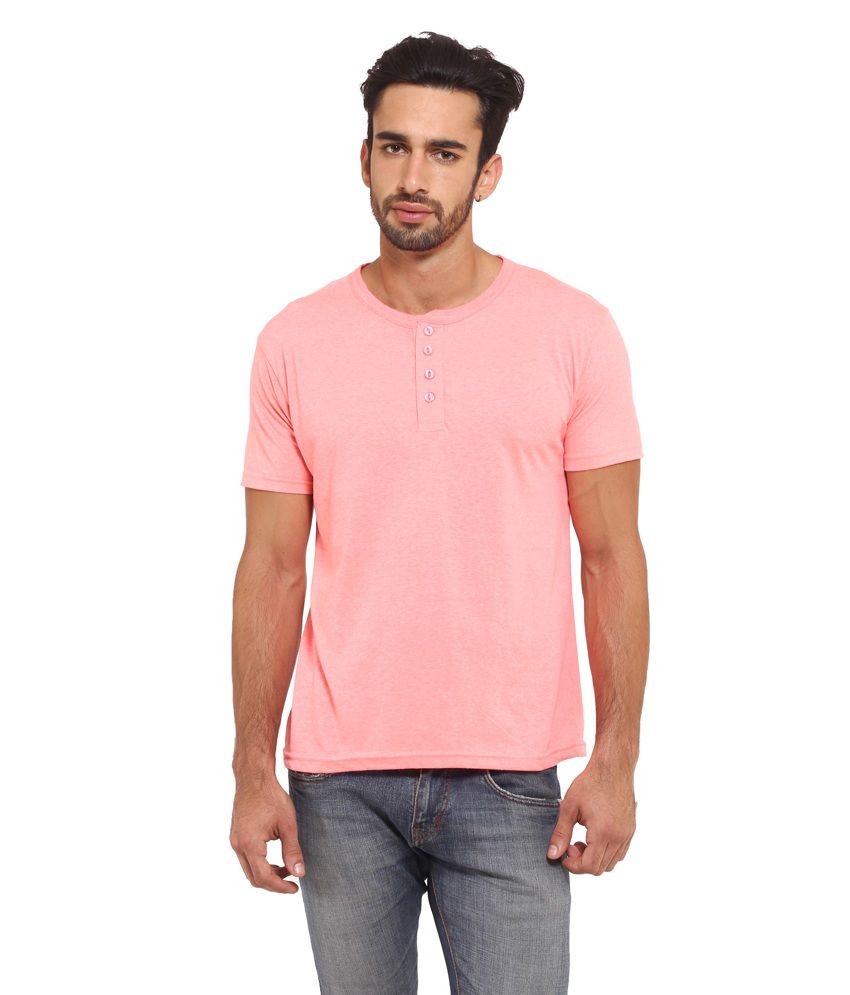 I-VOC Men's Pink Cotton Henley T-Shirt - Buy I-VOC Men's Pink Cotton ...