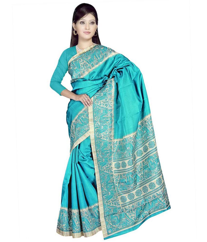 Shyam Fabrics Blue Bhagalpuri Silk Saree - Buy Shyam Fabrics Blue ...