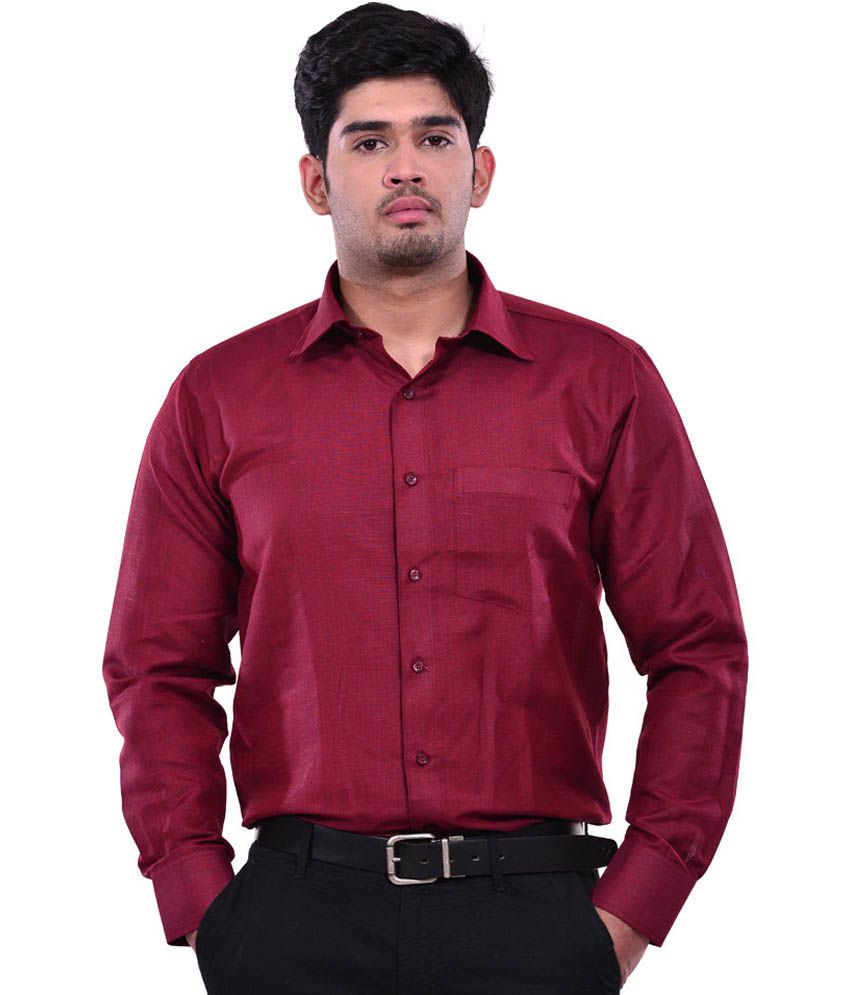 Vasudha Men Maroon Formal Shirt - Buy Vasudha Men Maroon Formal Shirt ...