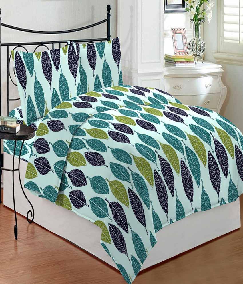 Bombay Dyeing Bluebird Natural Double Bed Sheet With 2 Pillow Covers