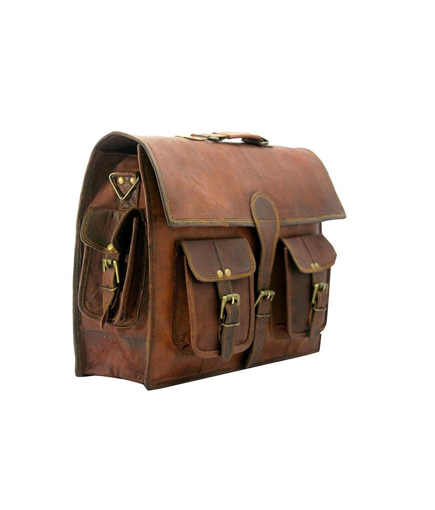 brown leather messenger