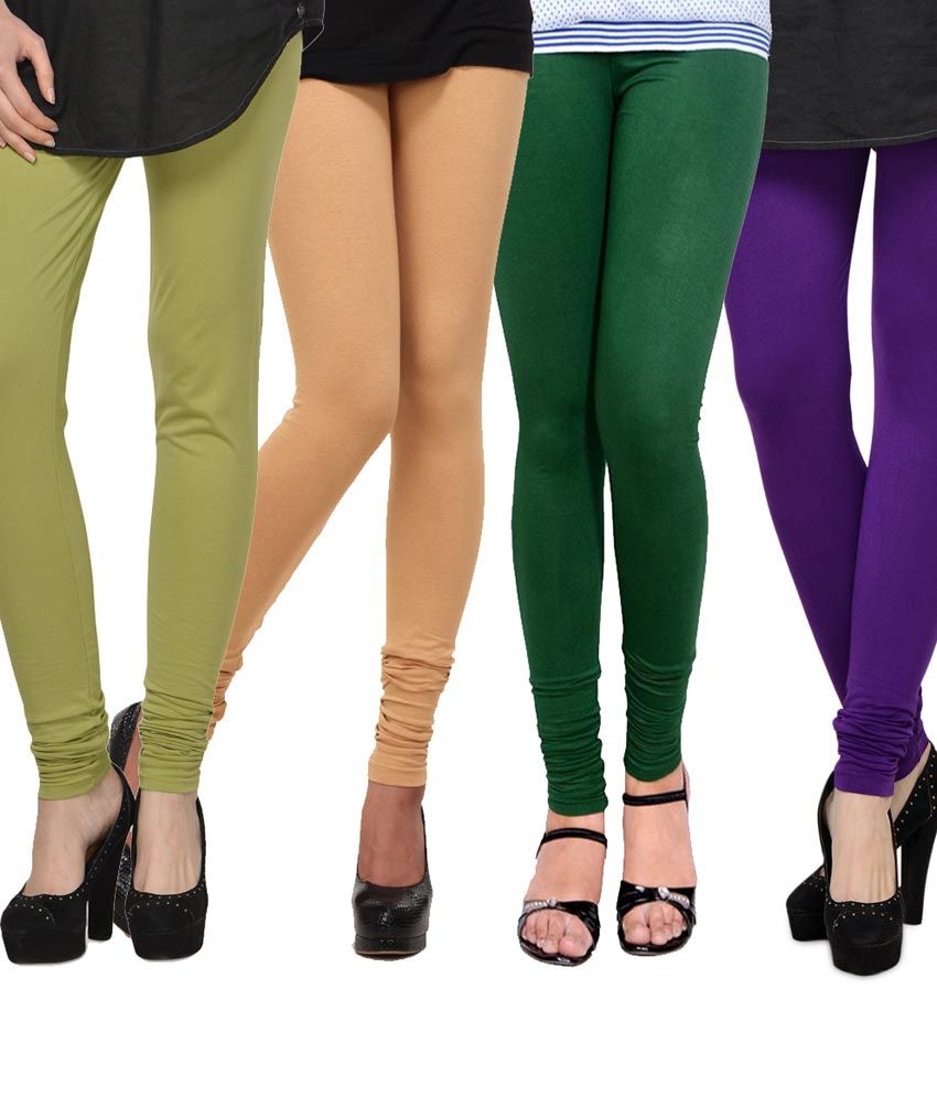 Kjaggs Multi Color Cotton Leggings - Combo Pack of 4 Price in India ...