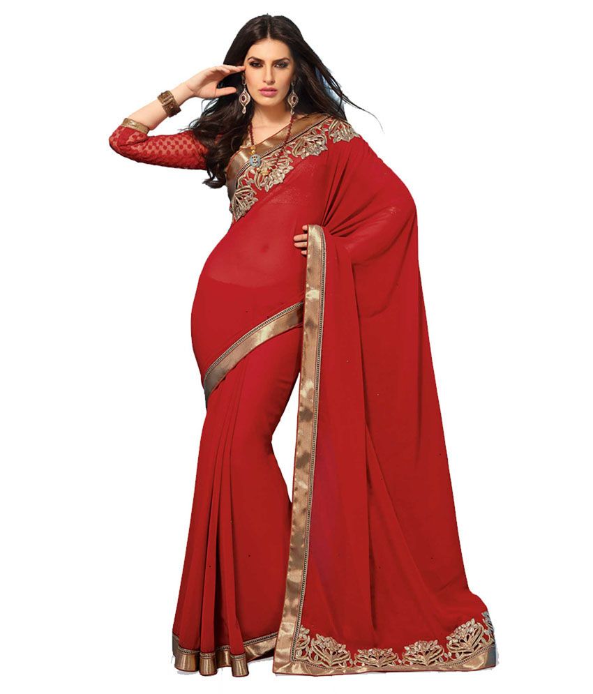 red chiffon sarees online