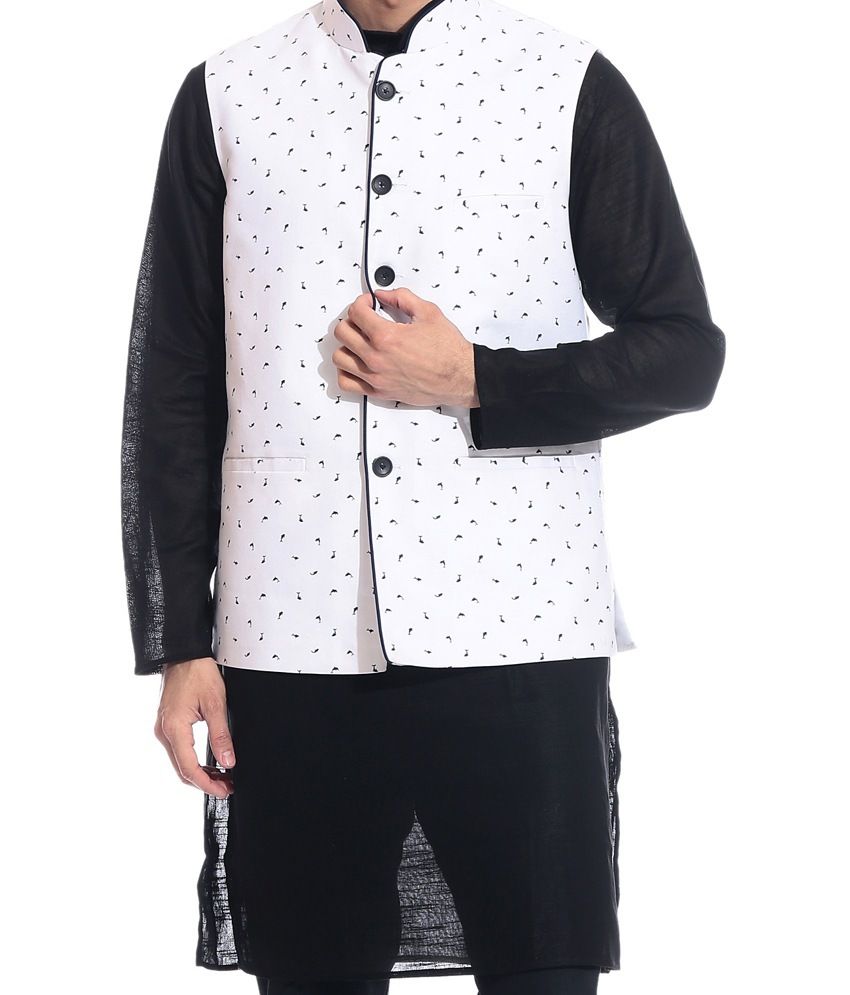 black kurta with white jacket