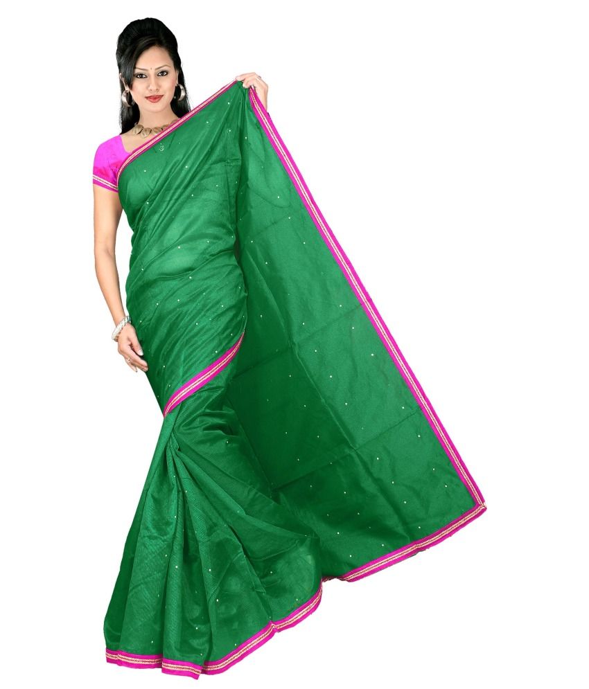 Viral Jyoti Fabric Green Cotton Silk Saree Buy Viral Jyoti Fabric Green Cotton Silk Saree