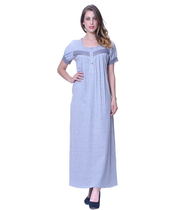 Buy Sleepins Grey Half Sleeves Full Length Knitted Nighty - Combo Online at Best Prices in India 