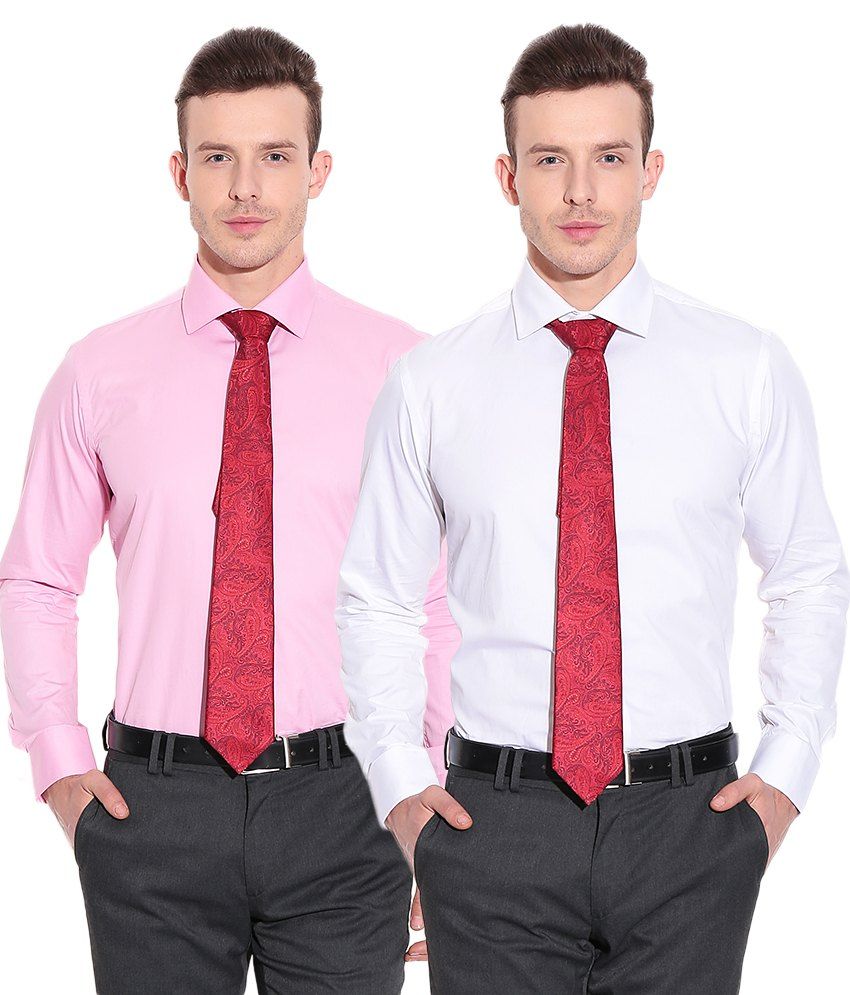 Tie Rack London White and Pink Shirt with Red Tie (Set of 3) - Buy Tie ...