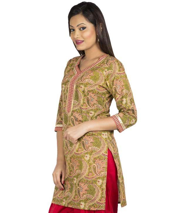 mehendi colour kurti