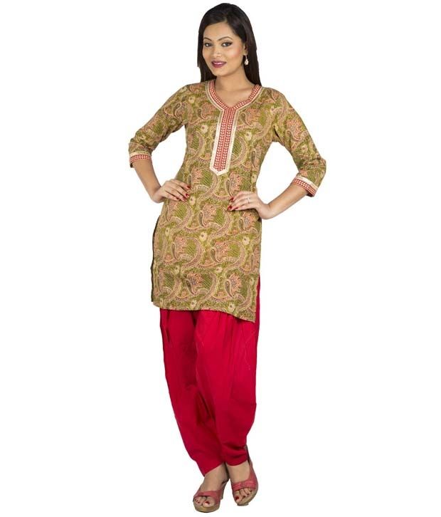 mehendi colour kurti