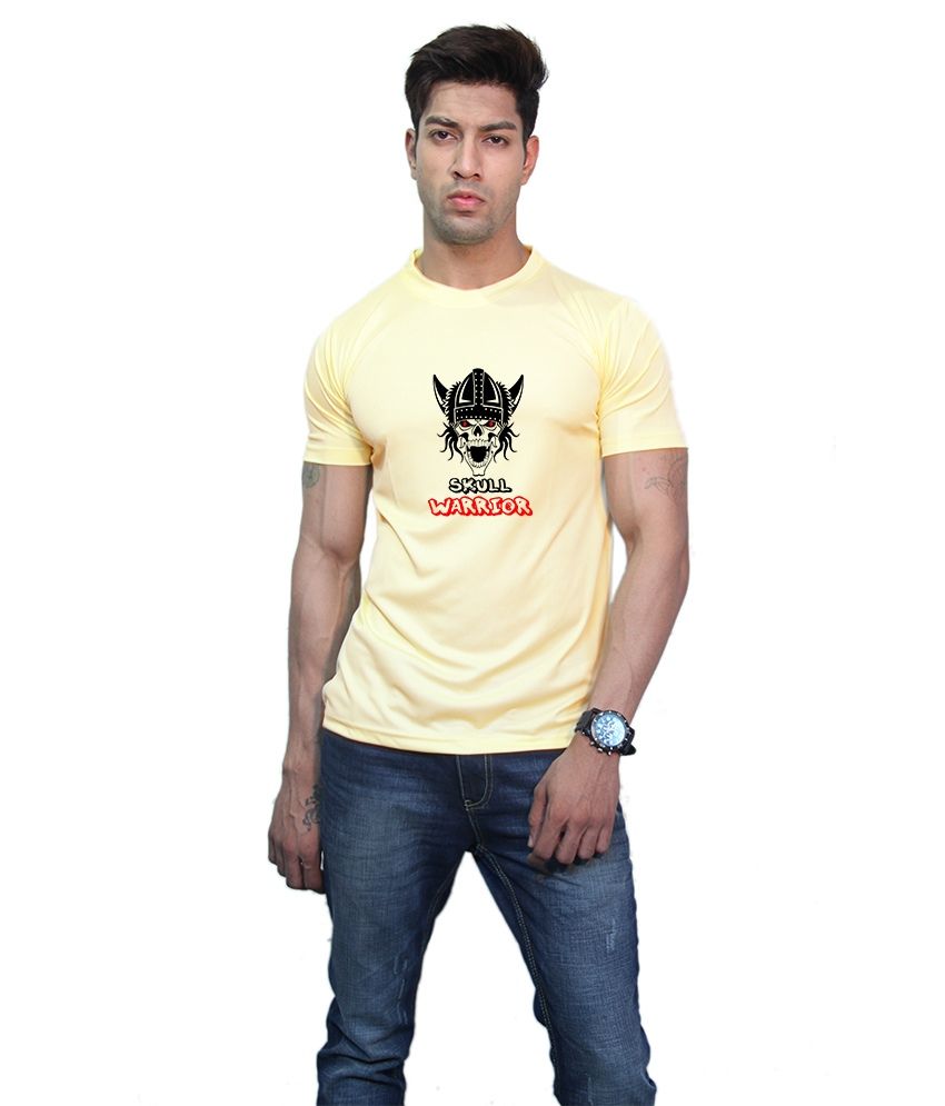 Printland Yellow Polyester Round Neck Half Printed T-Shirt - Buy ...