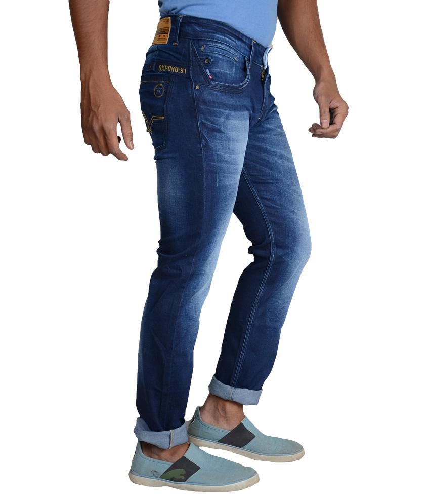 Oxford Denimz Blue Cotton Regular Fit Jeans - Buy Oxford Denimz Blue ...