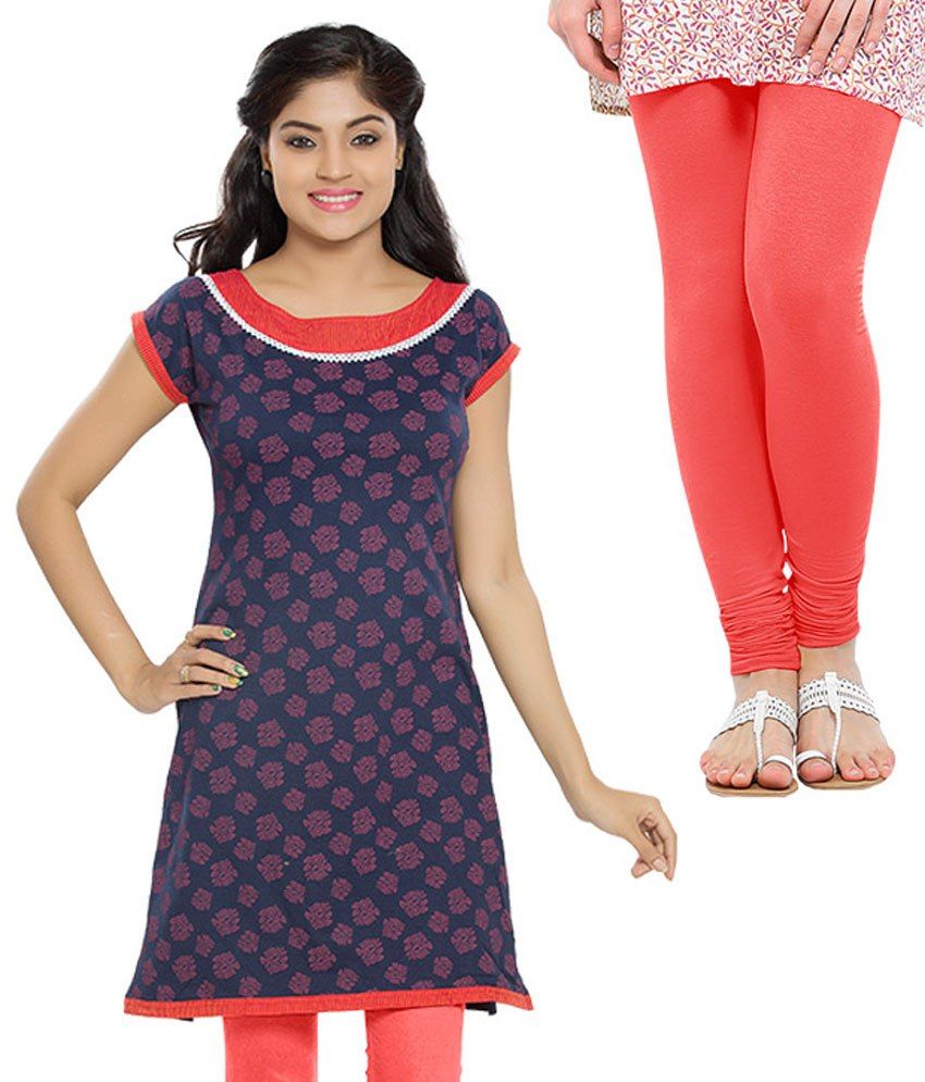 Softwear Navy Cotton Round Neck Long 