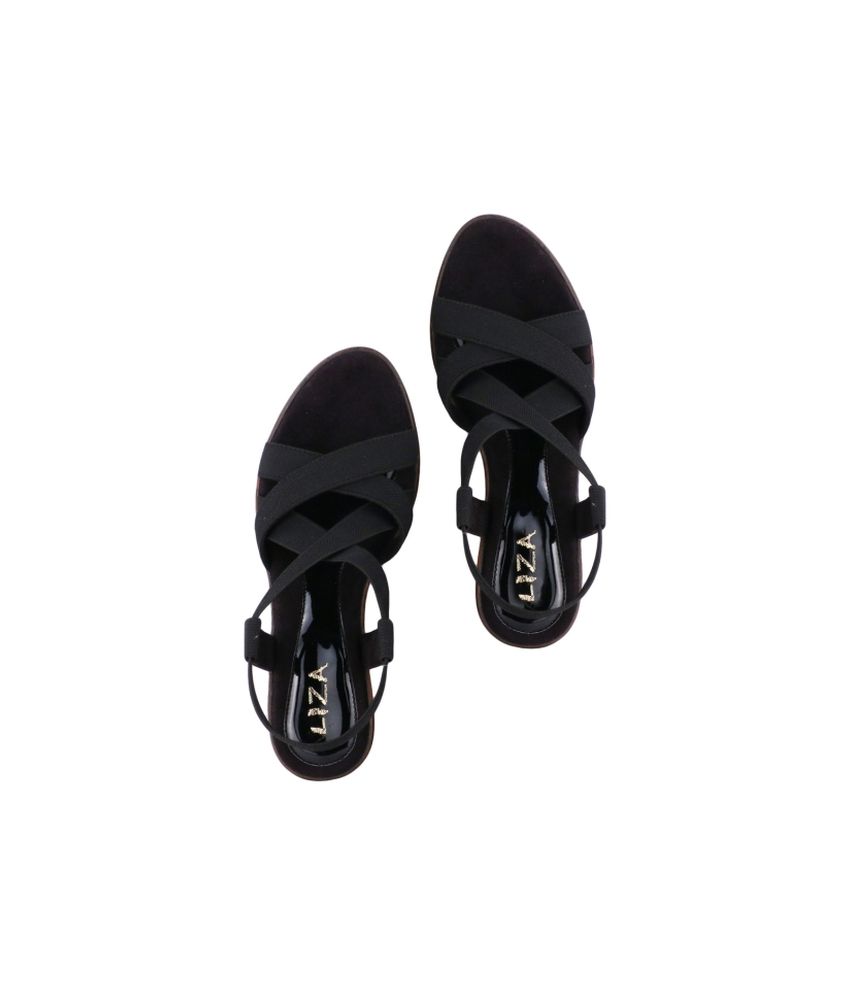 Liza Black Sequence Heeled Sandal For Women Price in India- Buy Liza ...