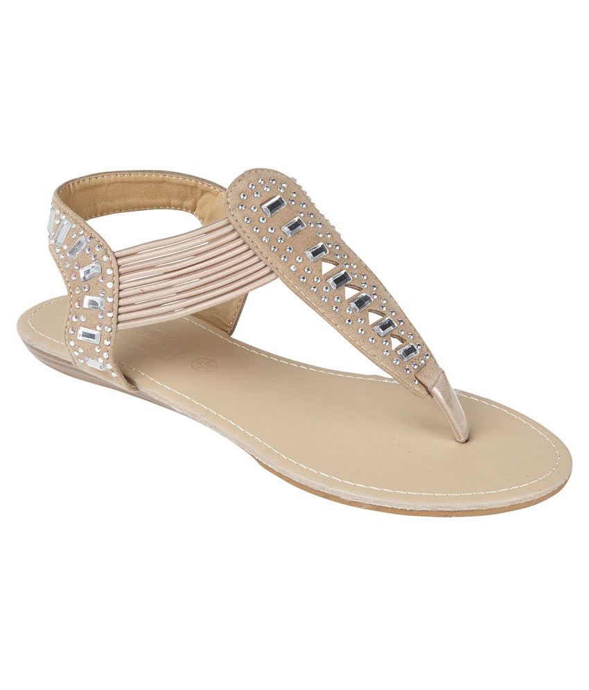 Truffle Collection Beige Faux Leather Flat Sandal Price in India Buy