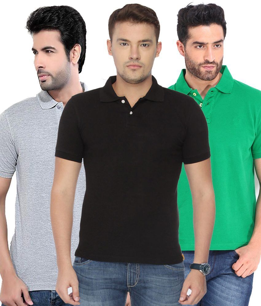     			Concepts Pack Of Green, Black,gray Polo T-shirts Pack of 3 T-shirts