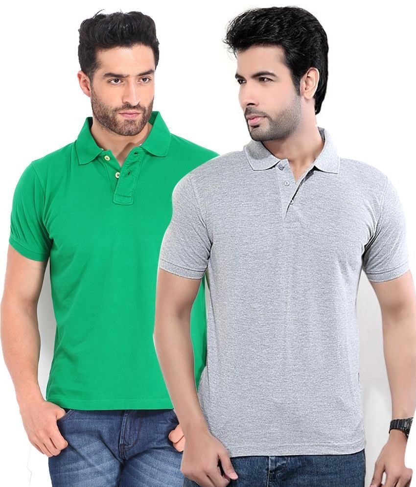     			Concepts Pack Of Grey And Green Polo T Shirts Pack of 2 T-shirts