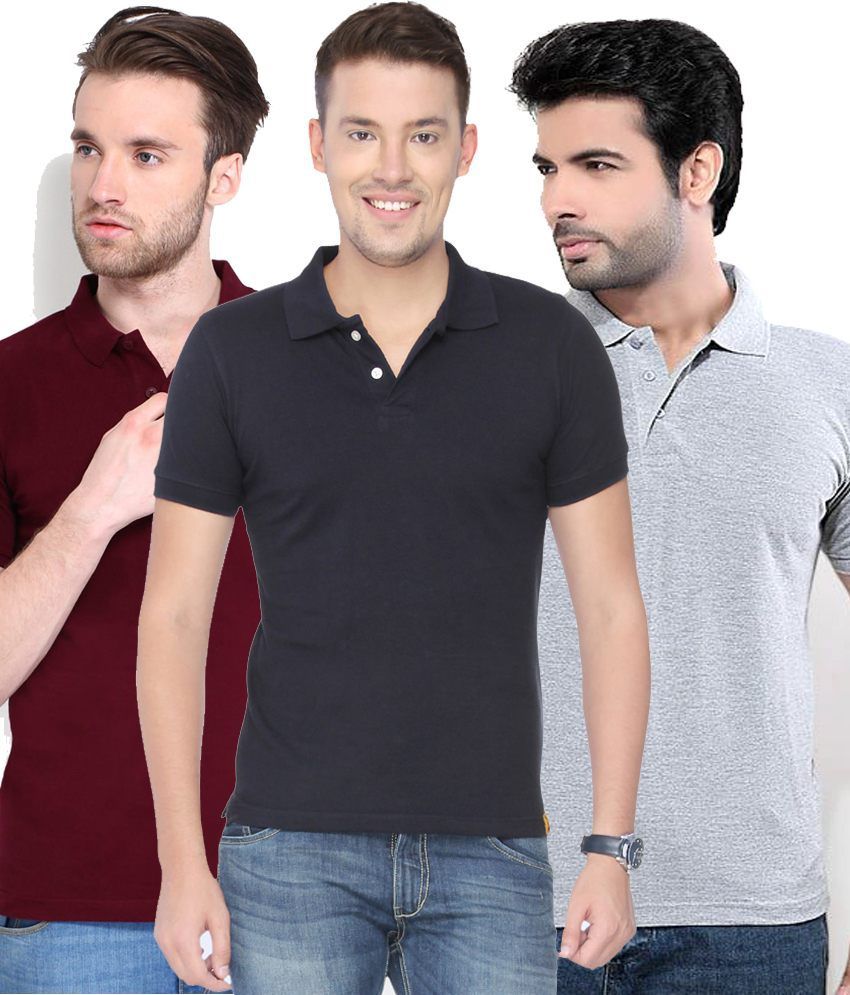     			Concepts Pack Of Navy Blue, Maroon,gray Polo T-shirts Pack of 3 T-shirts